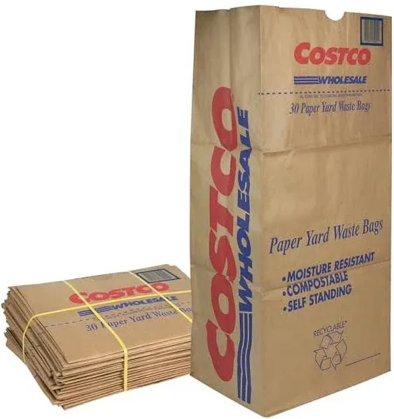 30 Gallon Lawn & Leaf 2-Ply Heavy-Duty Yard Waste Compost Paper Bags, 30 Count