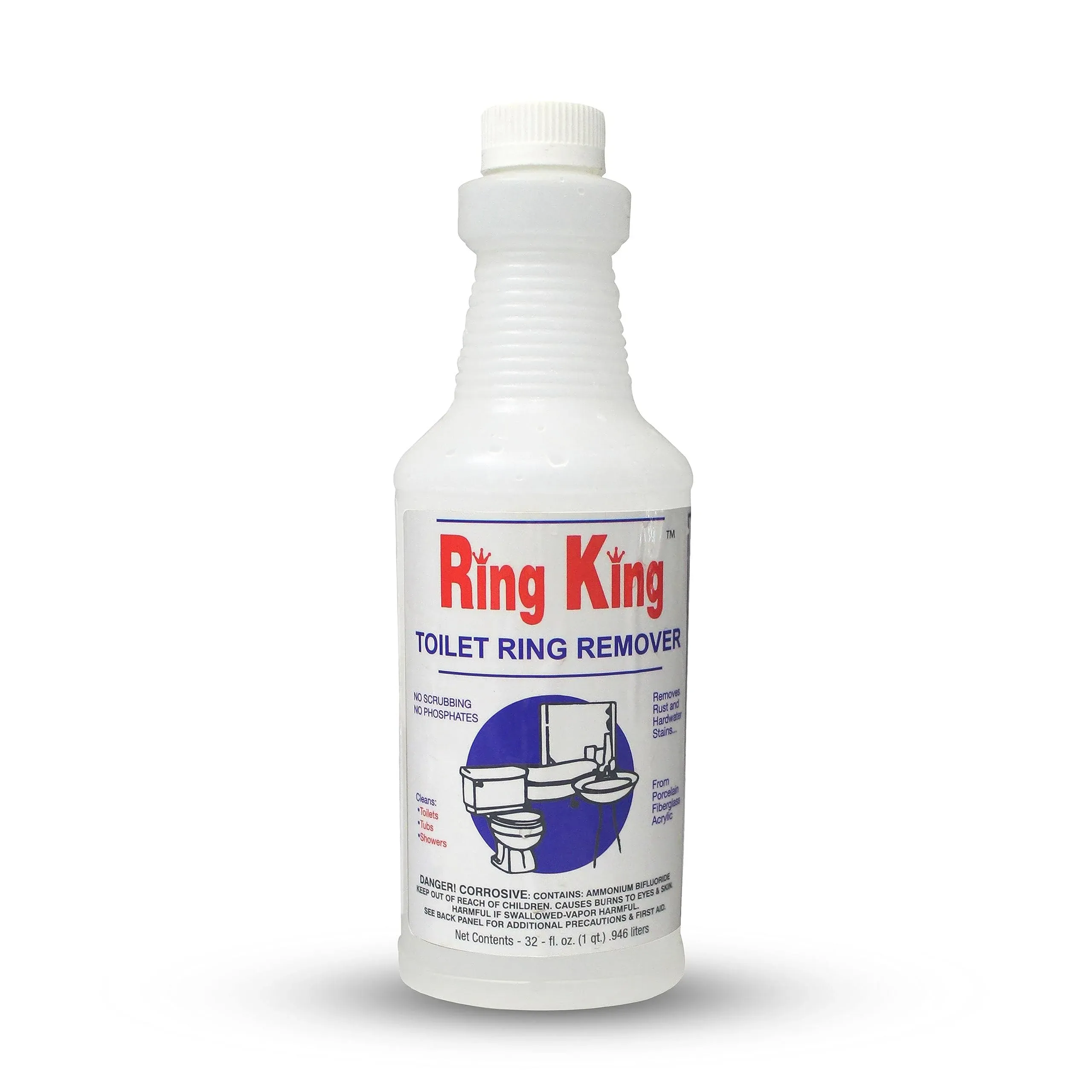 Amazon Brand - Ring King Toilet Bowl Cleaners | Toilet Bowl Cleaner Liquid 32oz Fast Acting Bathroom Cleaner For Calcium, Water, Rust, Red Clay &amp;