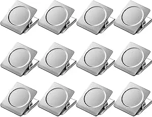 Magnetic Clips 1.5 inch, 12 Pack Heavy Duty Magnet Metal Clips for Hanging, Strong Magnet Clips for Whiteboard, Fridge, Classroom, Refrigerator