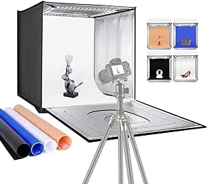 Neewer Tabletop Photo Studio Light Tent 24 x 24" Shootng Tents, 24X24X24", LED, 6000 6500K, Installed Kit Bundle, Backgrounds, Voltage 120 VAC