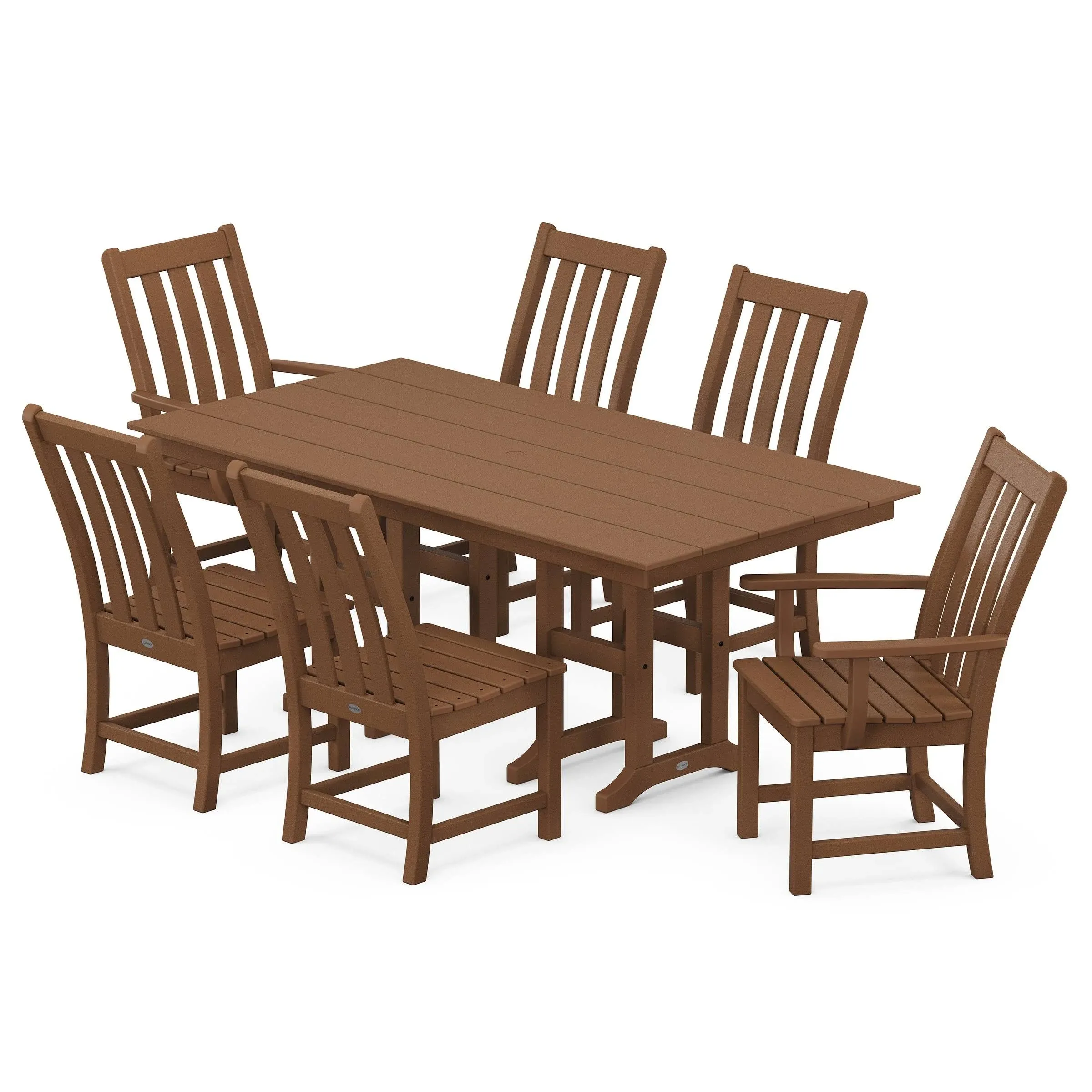 POLYWOOD Vineyard 7-Piece Farmhouse Dining Set - Teak