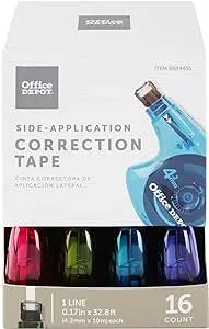 Office Depot® Brand Side-Application Correction Tape, 1 Line x 392", Pack Of 16 Cartridges