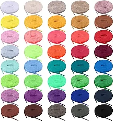 BQTQ 40 Pairs Colored Shoe Laces Flat Shoelaces Multipack Shoestrings for Sneakers Skates Sport Shoes Boots (40 Colors)