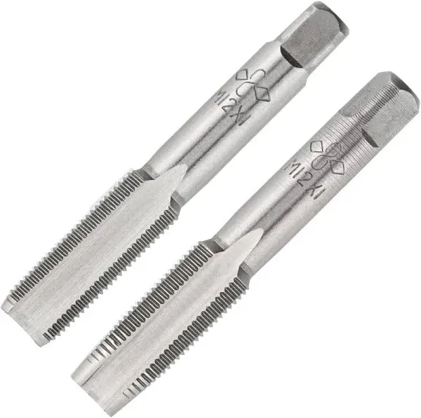 Aceteel M12 x 1.0 Metric Hand Tap, Right Hand M12 x 1.0mm Threading Hand Tap 1pair