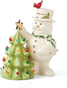 Lenox 894906 Happy Holly Days Snowman Lit Figurine, Christmas & Holiday Decor