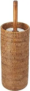 La Jolla Handwoven Rattan Toilet Roll Stand, 3 Rolls, Honey-Brown