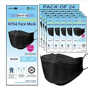 [Happy Life] Premium 3D Black KF94 Face Mask, Good Day, Individual Pack Made in Korea (24)