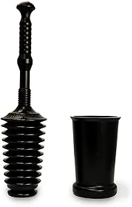 Master Plunger MP500-3TB Heavy Duty Bathroom Toilet Plunger Kit with Tall Bucket. Equipped with Air Release Valve, Black