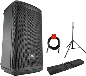 JBL Professional EON710 Powered Pa Loudspeaker, 10-Inch (Bluetooth) Bundle with Steel Speaker Stand, Stand Bag 51" Interior, and XLR-XLR Cable