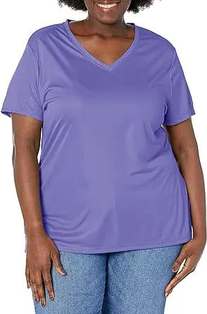 Just My Size Women's Cool Dri Short-Sleeve V-Neck Tee Petal Purple