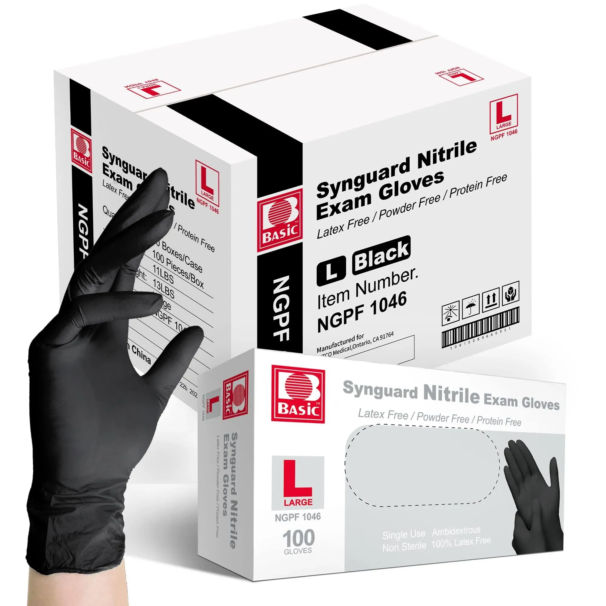 Black Nitrile Gloves 4 mil, Large (1000/Case)