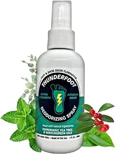 Thunderfoot Shoe & Foot Deodorizing Spray with All Natural Ingredients, Clear