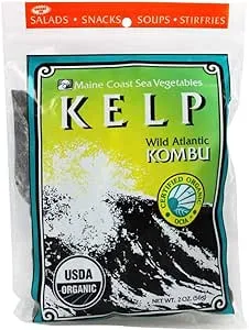 Maine Coast Organic Sea Vegetables Kelp Wild Atlantic Kombu Whole Leaf, 2 oz