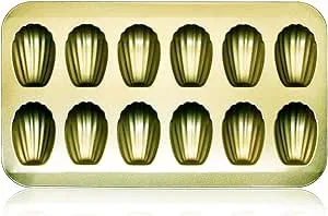 Nonstick Madeleine Pan 12-cup Heavy Duty Shell Shape Baking Cake Mold Tray Go...