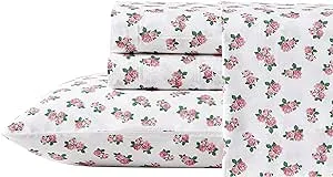 Betsey Johnson- Twin Sheet Set, Cotton Percale Bedding Set, Crisp & Cool, Lightweight & Breathable (Teeny Tiny Roses, Twin)