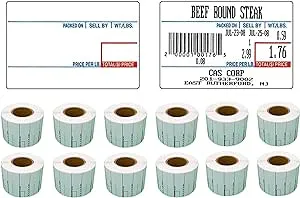 CAS LST-8010 Printing Scale Label, 58 x 40 mm, UPC 12 Rolls Per Case