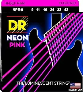 DR Strings HI-DEF NEON Electric Guitar Strings (NPE-9),Pink