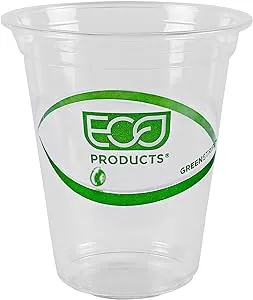 ECO PRODUCTS GreenStripe Clear Compostable 16oz PLA Plastic Cups, Case of 1000, Disposable Renewable Plant-Based Cold Cups, For Cold Drinks & Snacks, BPI Certified, ASTM Compliant.