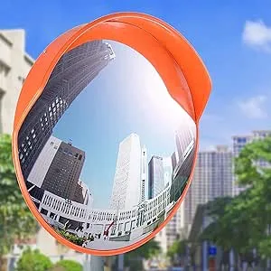 30" Security Mirror PC Convex Traffic Mirror Wide Angle Curved Safety Mirror Circular Pole Mount w/Adjustable Bracket for Outdoor Indoor Driveway Road Shop Garage Parking Lot Blind Spot Hidde