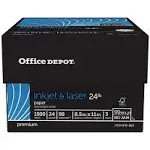 Office Depot® Inkjet Or Laser Paper, White, Letter Size Paper, 500 Sheets Per Ream, Case Of 3 Reams, 24 Lb, 98 Brightness