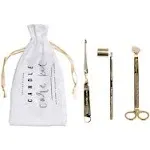 Sweet Water Decor Candle Care Kit | Golden Candle Accessory Set Includes Wick Trimmer, Wick Dipper, and Bell Snuffer Tools with Drawstring Bag for Candle Lovers (Gold)