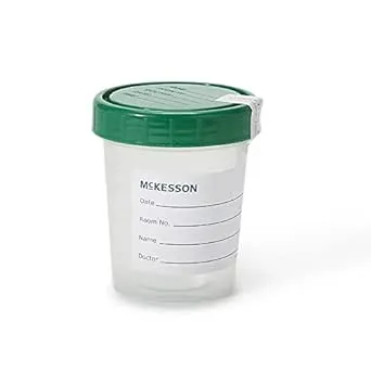 McKesson Specimen Cups with Lids, Urine/Pee Cups, Sample Containers, Leak Resistant, 4 oz / 120 ml, 1 Count