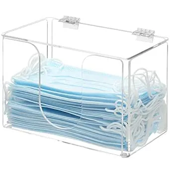 MyGift Premium Clear Acrylic Face Mask Dispenser with Lid, Personal Face Mask Storage Box