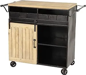 Deco 79 Industrial Kitchen Cart, 31"W, 34"H, Black