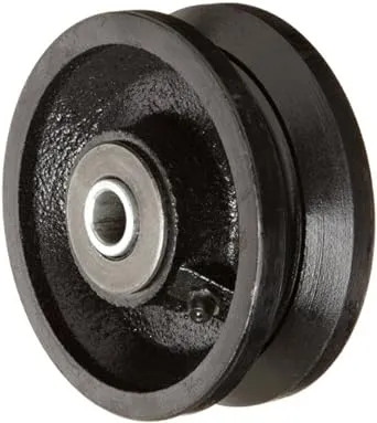 VIR-0415-08 4" Diameter X 1-1/2" Width Cast Iron V-Groove Wheel with Straight Roller Bearing, 700 lbs Capacity , Black