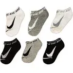 NIKE Boys No Show Cushioned Athletic Youth Kids Socks 6 Pack Shoe Size 10C-3Y 