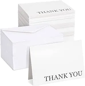 Sustainable Greetings 120 Pack Thank You Cards with Envelopes, Bulk, Black and White, for Weddings, Bridal Showers, Graduations, Notes, 5 x 4 in