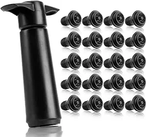 20 Pieces Wine Stoppers with Vacuum Pump Wine Preserver Vacuum Bottle Stopper Wine Keeper Wine Vacuum Stoppers Wine Saver Vacuum Pump for Kitchen Home Bar Office, Gifts for Wine Lovers