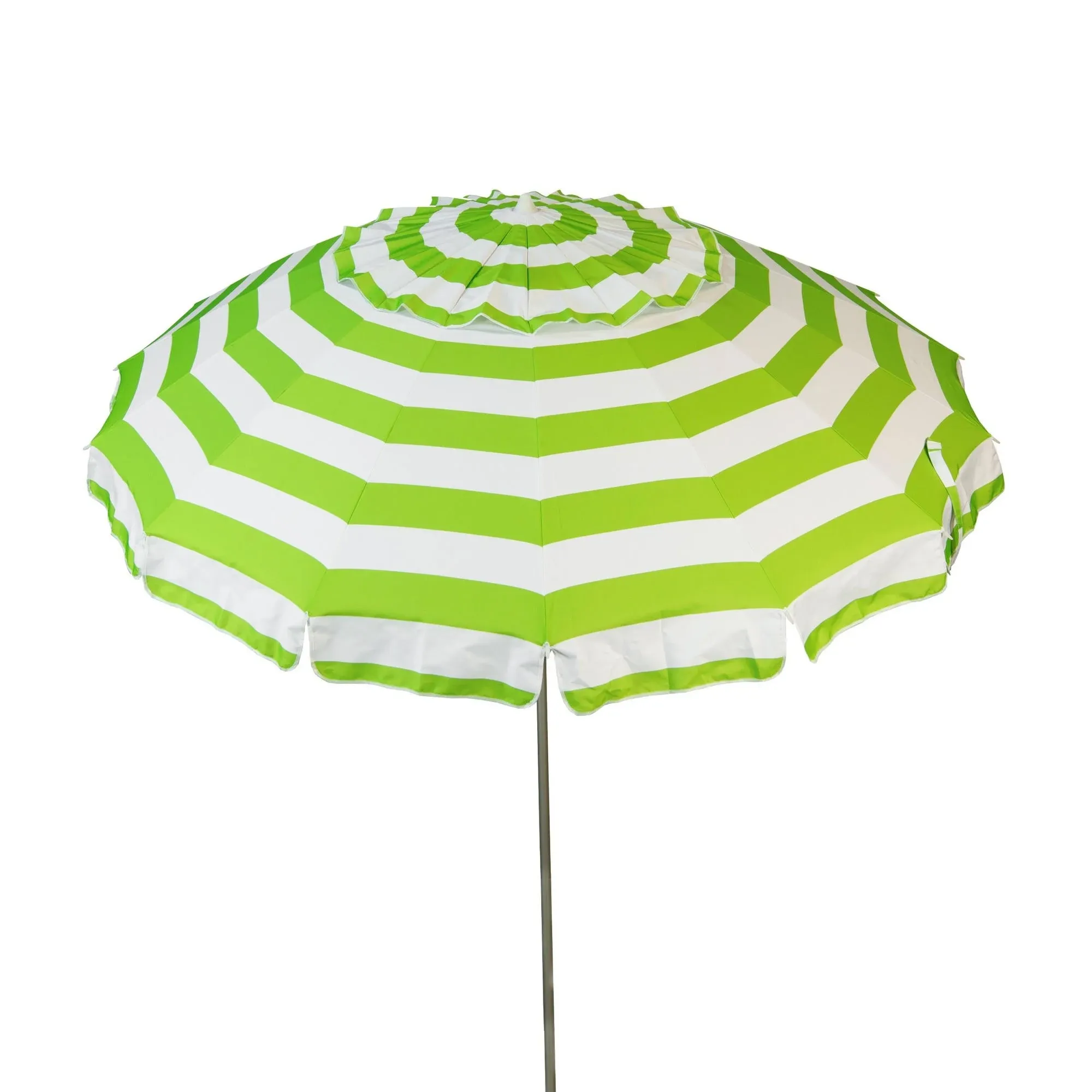 Lime and White Striped 8 ft Diameter Deluxe Patio and Beach Umbrella &amp; Carry Bag