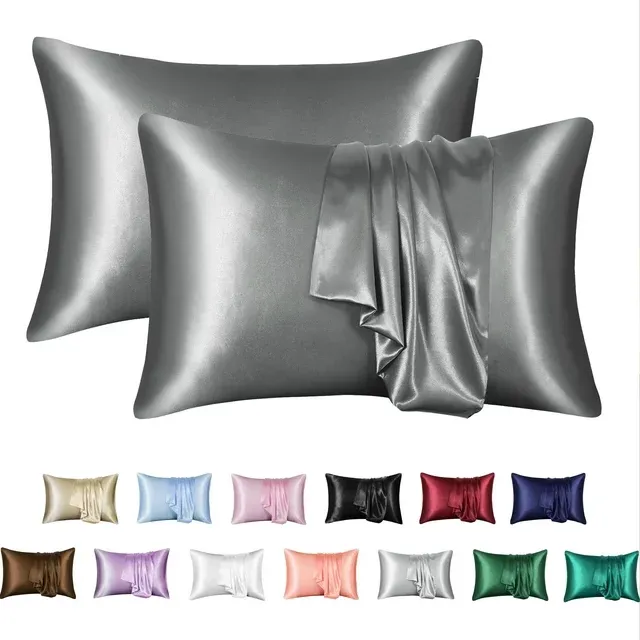 MR&HM Satin Pillow Case, 2 Pack Satin Queen Silky Pillowcase for Hair and Skin, Satin Pillowcase Set of 2, 20x30, Champagne