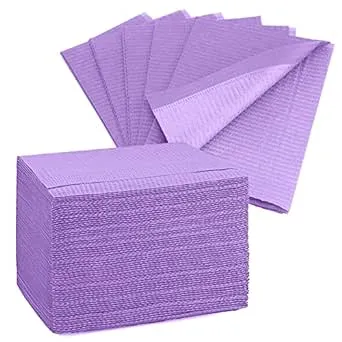 Disposable Dental Bibs 13"x18" (125 Pack) - 3 Ply Waterproof Tattoo Bib Sheet for Patients - Dentist or Medical Tray Cover and Nail Table Cover Supplies, Lavender Purple