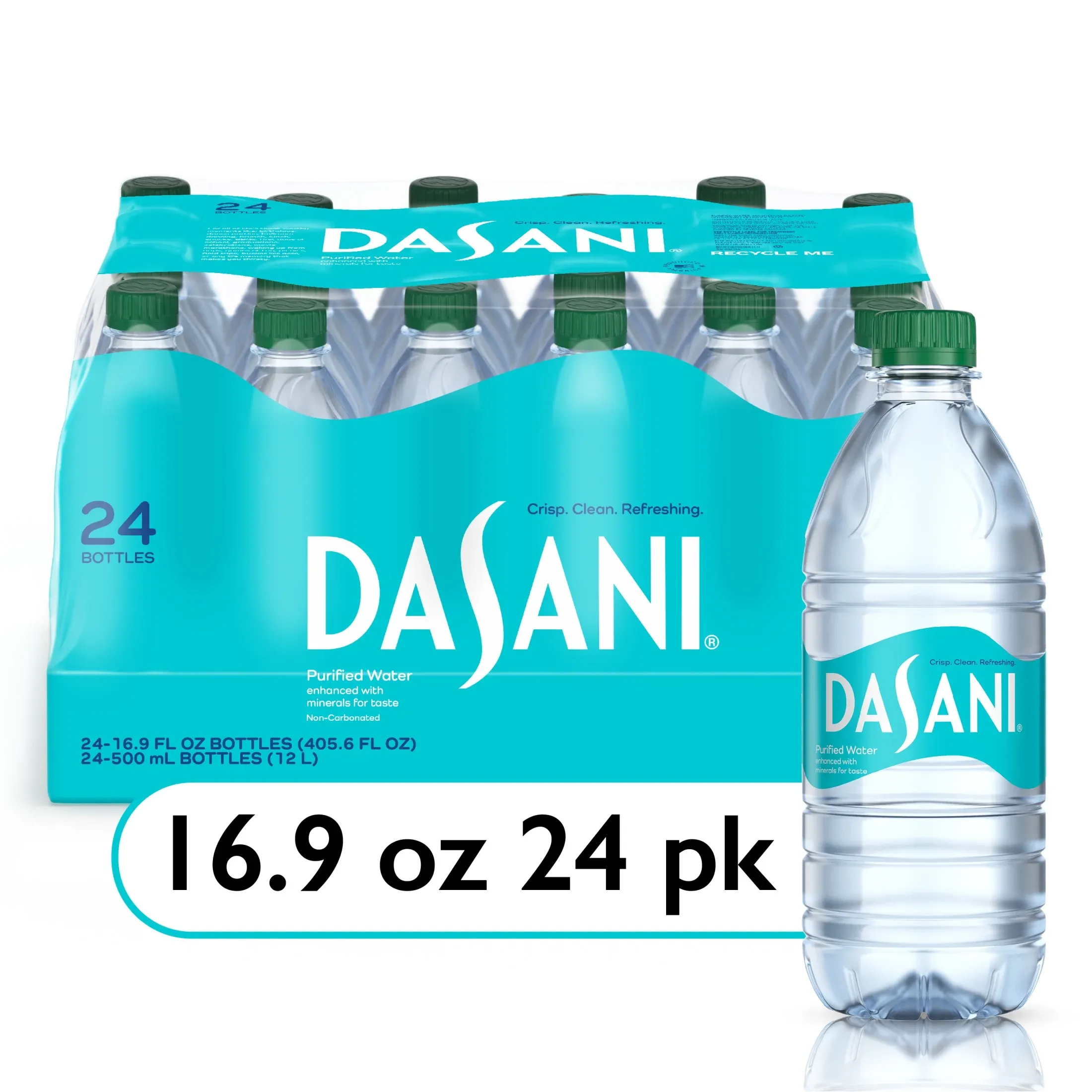 Dasani Purified Water Bottles, 16.9 fl oz, 24 Pack