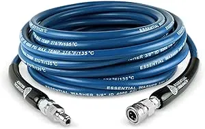 Essential Washer Pressure Washer Hose 50 ft with 3/8 Quick Connect Fittings and 360 Swivel Outlet | 4000 PSI