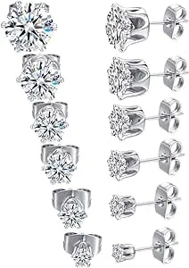 MDFUN 18K White Gold Plated Round Clear Cubic Zirconia A-White 