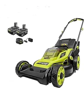 "RYOBI 18V ONE+ HP Brushless 16\\'\\' Lawn Mower Kit 2 Batteries GREEN"