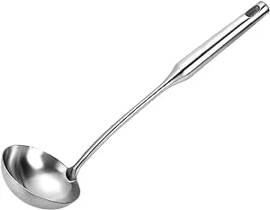 Metal Soup Ladle 304 Stainless Steel Gravy Sauce Ladle with\xa0Long Handle for K...