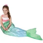 Catalonia Kids Mermaid Tail Blanket, Cozy Mermaid Sleeping Bag, Fish Scale Pattern, Gift Idea for Girls, Shiny Green