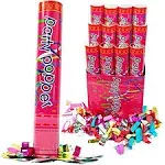 Toysery 12 Pack Confetti Cannons, Multicolor Air Compressed 12-Inch Large Party Poppers for New Years Eve, Birthdays, Wedding Celebrations and Indoor