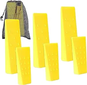 6 Pack Tree Felling Wedges with Spikes for Safe Tree Cutting – 3 Each of 8” and 5.5” Wedges with Storage Bag; 6 Felling Dogs to Guide Trees Stabilize and Safely to Ground for Loggers and Fallers