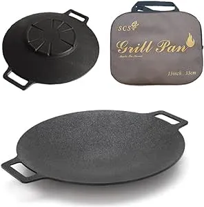 Korean BBQ Grill Non-stick Grill Circular size 13 inches[Bag included] Made In Korea/Natural Material 6 Layer Coating/Can be used for both home and outdoor stoves.