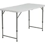 Flash 4-Foot Height Adjustable Bi-Fold Granite White Plastic Folding Table