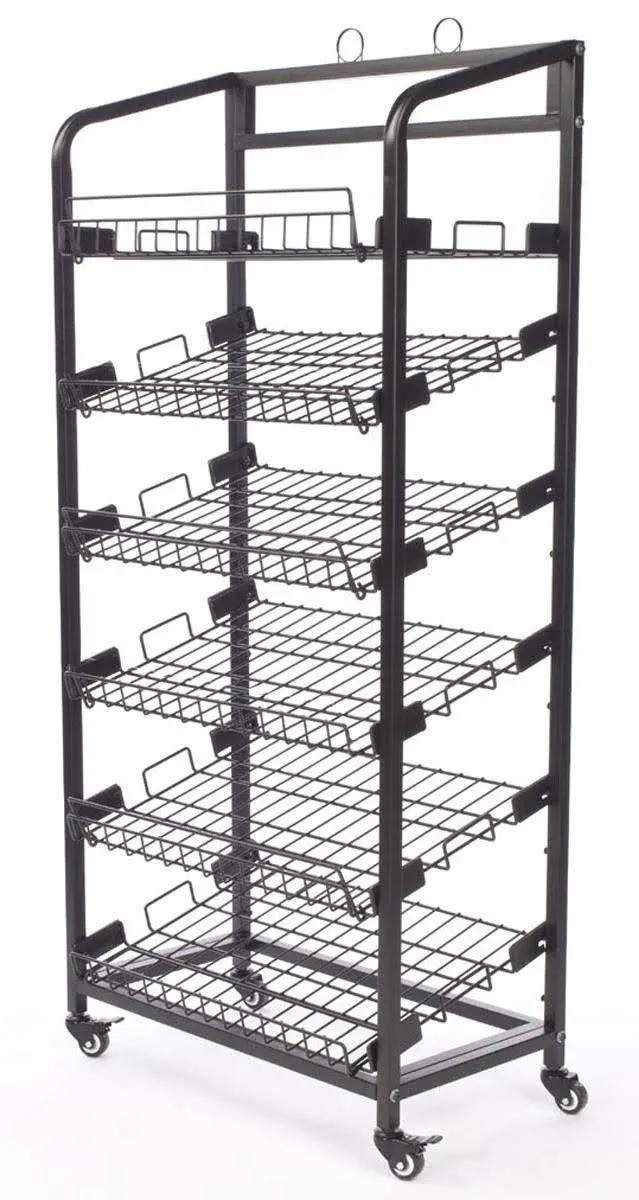 Displays2go Steel Baker's Rack with Wheels and Six Wire Shelves