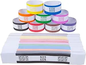 L Liked Money Band Bundles Self Sealing Currency Straps for Bill Wrappers (9 ...