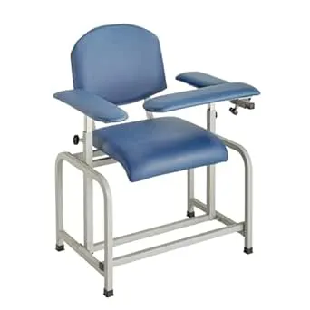 Blue Phlebotomy Chair with Adjustable Armrest, Blood Draw Chair, Large Weight Capacity Comfortable Lab Medical Chair