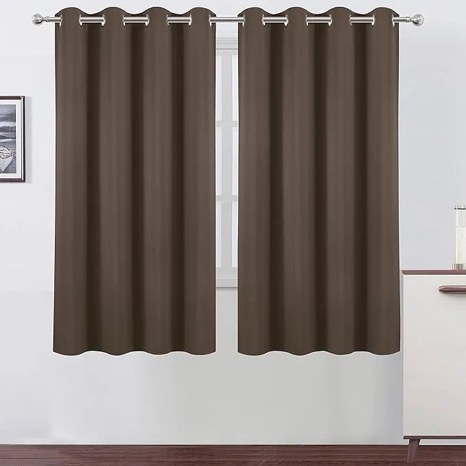 LEMOMO Chocolate Brown Blackout Curtains 52 x 63 Inch Length/Set of 2 Curtain Panels/Thermal Insulated Room Darkening Blackout Curtains for Bedroom