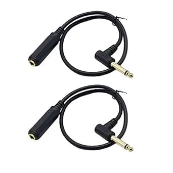 Right Angle Guitar Extension Cord;Seadream 2Pack 6.35mm Right Angled Male to Female Extension Cable,50CM TRS 1/4 Inch Female to Right Angle Mono Male Audio Extension Cables